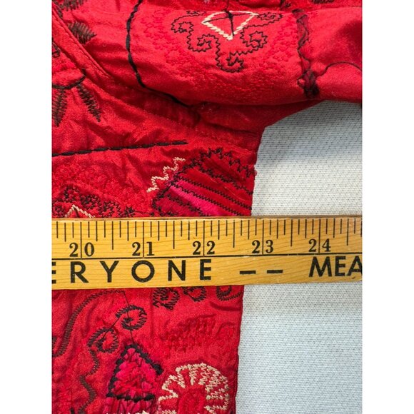 Laura Ashley Womens Embroidered Quilted Jacket L Red Stain Designed - Picture 8 of 14
